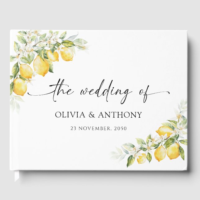 Lemon Green Citrus Wedding Guest Book (Front)