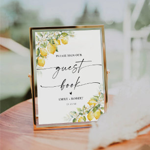 Lemon Green Citrus Wedding Guest Book Sign