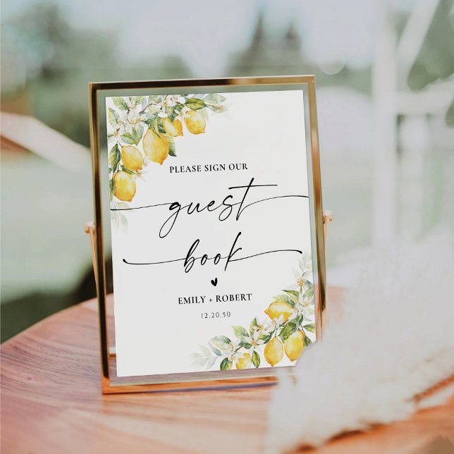 Lemon Green Citrus Wedding Guest Book Sign (Creator Uploaded)