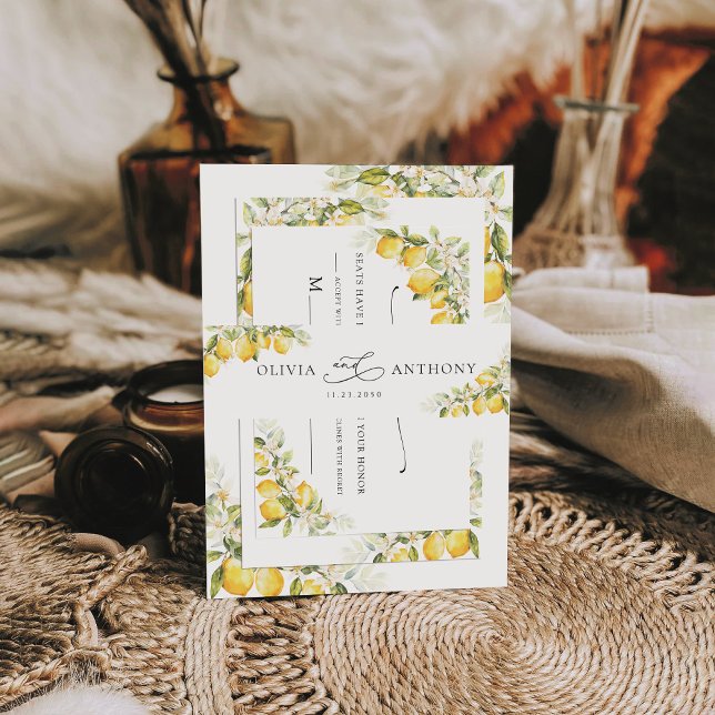Lemon Green Citrus Wedding Invitation Belly Band (Creator Uploaded)