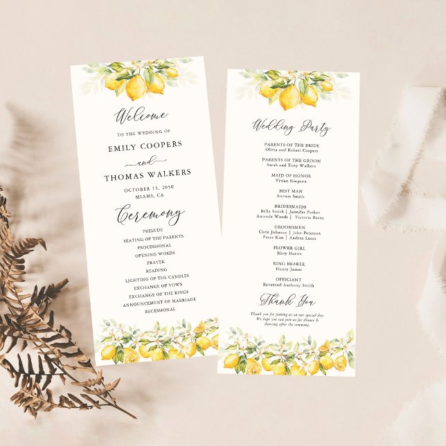 Lemon Green Citrus Wedding Program (Creator Uploaded)
