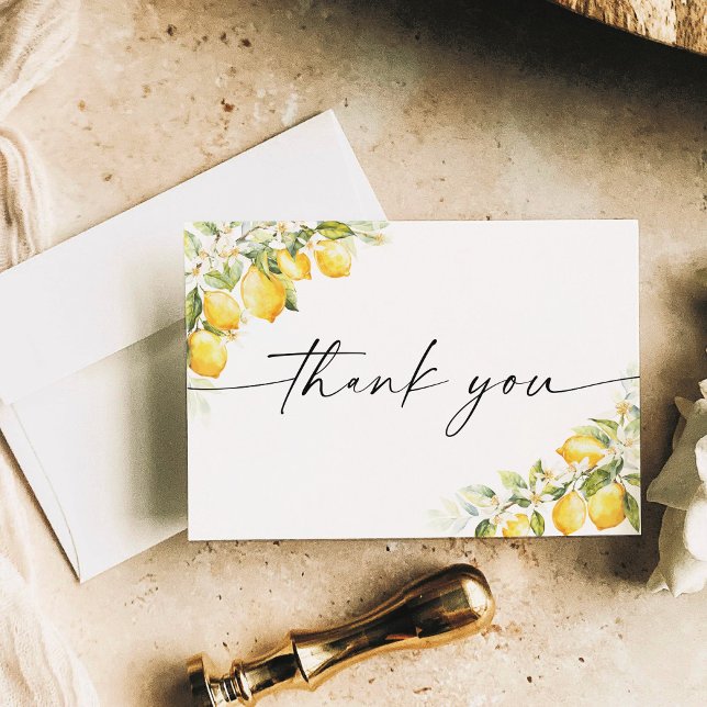 Lemon Green Citrus Wedding Thank You Card (Creator Uploaded)
