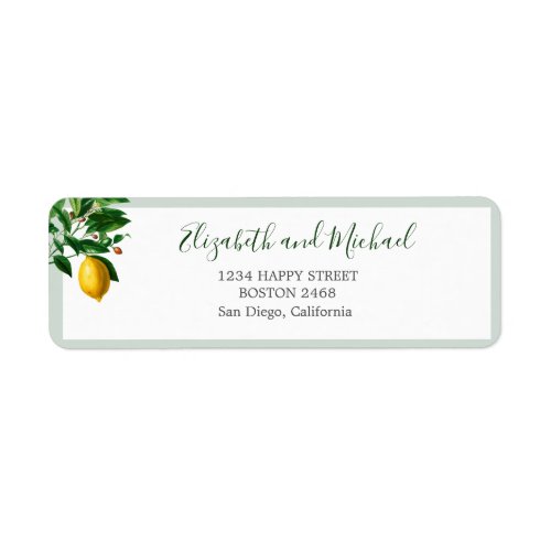 Lemon Green Elegant Modern Chic Wedding Label