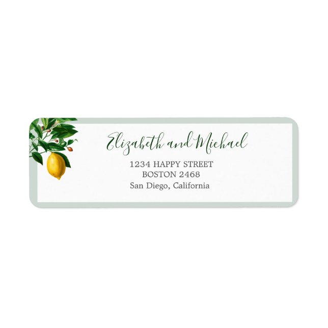 Lemon Green Elegant Modern Chic Wedding Label (Front)