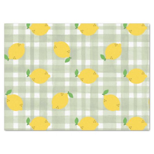 Lemon Green Gingham pinic Tissue Paper