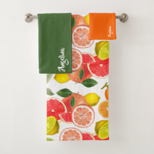 Lemon green orange citrus Pattern name Bath Towel Set