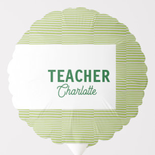 Lemon green white stripes teacher professor name c balloon