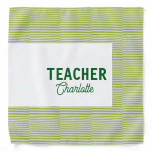 Lemon green white stripes teacher professor name c bandana