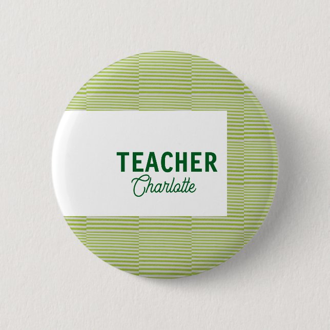 Lemon green white stripes teacher professor name c button (Front)