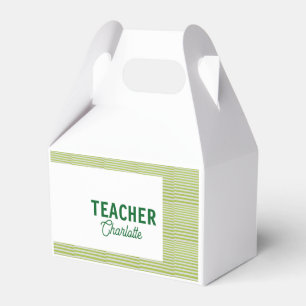 Lemon green white stripes teacher professor name c favor boxes