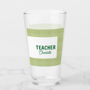 Lemon green white stripes teacher professor name c glass
