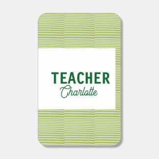 Lemon green white stripes teacher professor name c matchboxes