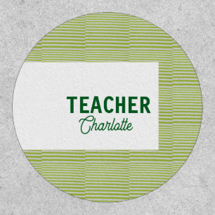 Lemon green white stripes teacher professor name c patch