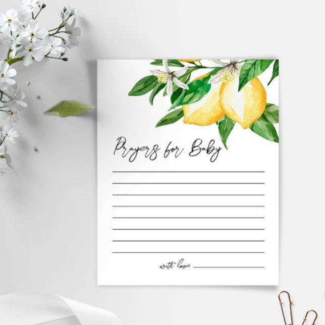Lemon Greenery Baby Shower Prayer Card (Creator Uploaded)