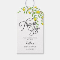 Lemon Greenery Baby Shower Thank You Gift Tags