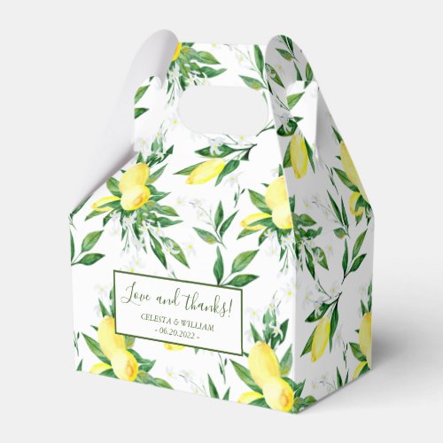 Lemon Greenery Blossom Wedding Favor Box