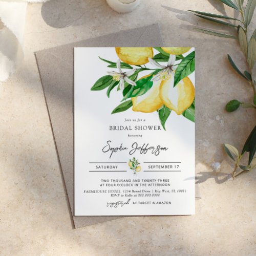 Lemon Greenery Bridal Shower Invitation