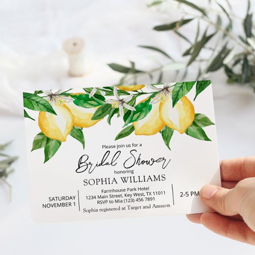Lemon Greenery Bridal Shower Invitation