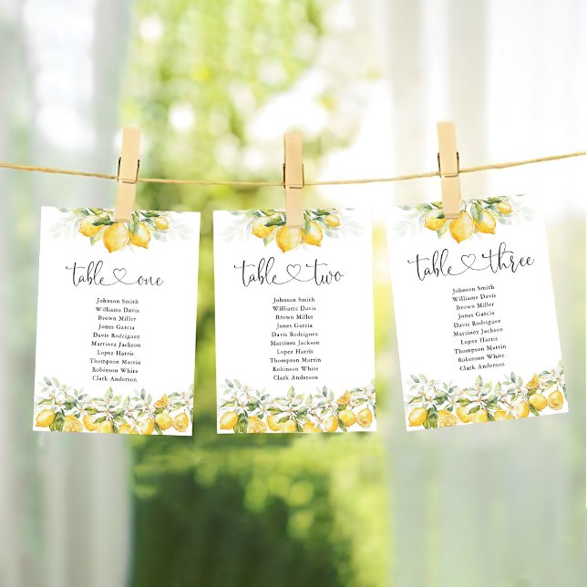 Lemon Greenery Citrus Table Number Seating Chart (Creator Uploaded)