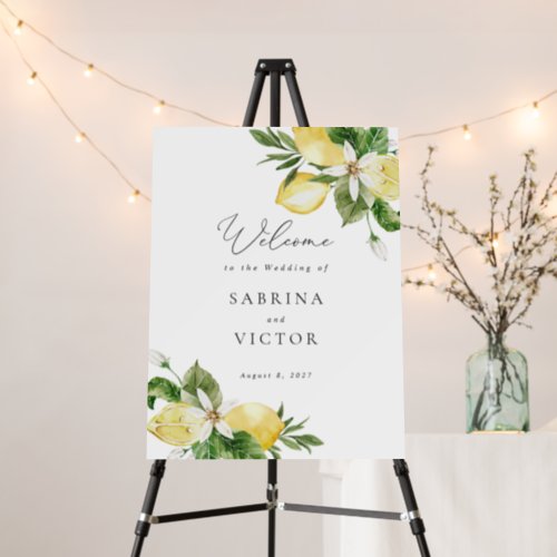 Lemon Greenery Citrus Wedding Welcome Foam Board