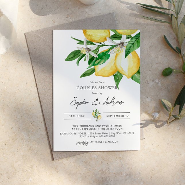 Lemon Greenery Couples Shower Invitation (Creator Uploaded)