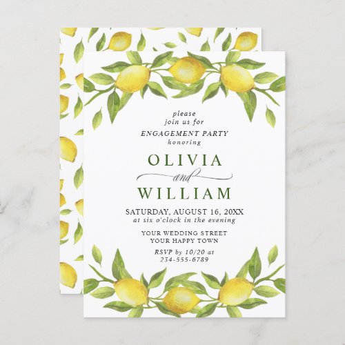 Lemon Greenery ENGAGEMENT PARTY Invitation Postcard