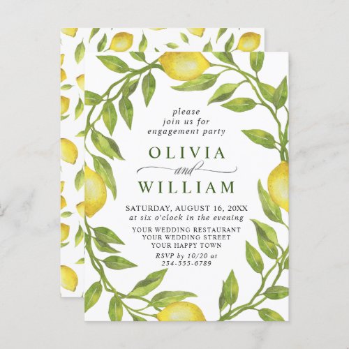 Lemon Greenery ENGAGEMENT PARTY Invitation Postcard