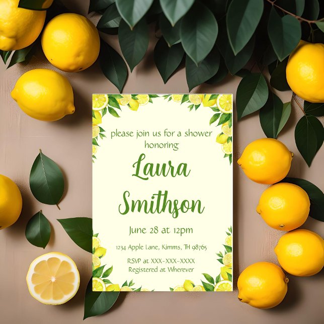 Lemon Greenery Frame Shower Invitation (Creator Uploaded)
