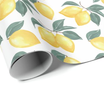 Lemon Greenery Gift Wrap Wrapping Paper by PerfectPrintableCo at Zazzle