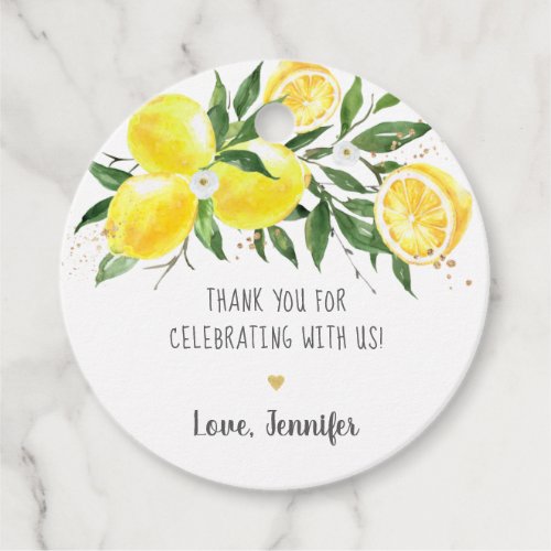 Lemon Greenery Gold Bridal Shower Favor Tags