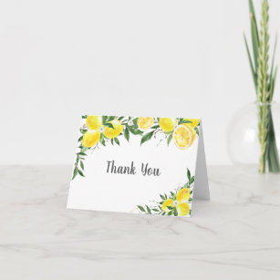 Lemon Greenery Gold Bridal Shower Thank You Card
