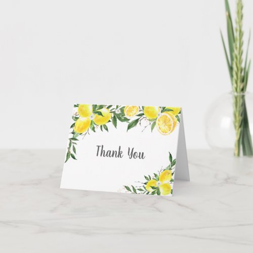 Lemon Greenery Gold Bridal Shower Thank You Card