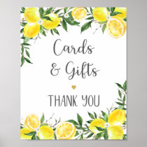 Lemon Greenery Gold Cards & Gifts Bridal Shower Poster