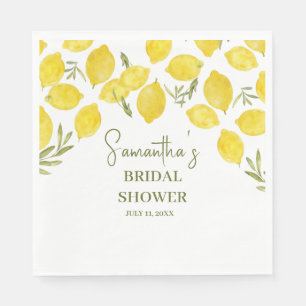 Lemon Greenery Italian Yellow Olive Bridal Shower Napkins