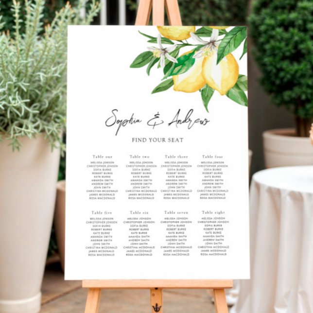 Lemon Greenery Rustic Wood Wedding Seating Foam Board (Creator Uploaded)