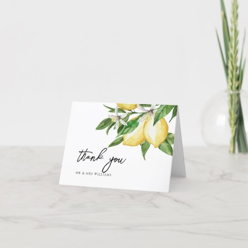 Lemon Greenery  Wedding Thank You Card