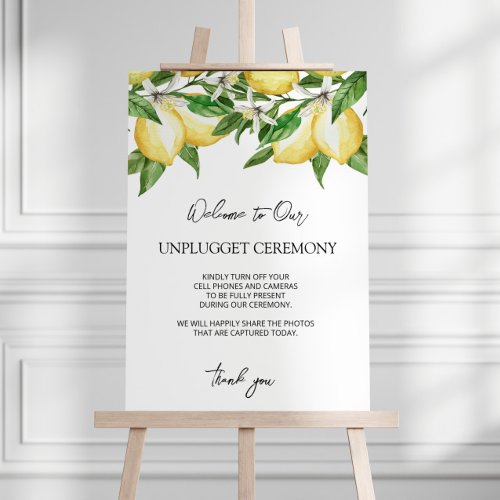 Lemon Greenery Wedding Unplugged Ceremony Foam Board