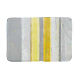 'Lemon' Grey and Yellow Abstract Art Bathroom Mat