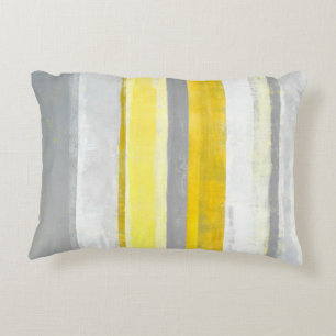 'Lemon' Grey and Yellow Abstract Art Decorative Pillow