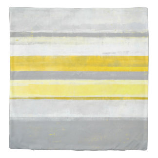 'Lemon' Grey and Yellow Abstract Art Duvet Cover
