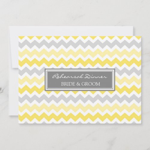 Lemon Grey Chevron Rehearsal Dinner Party Card