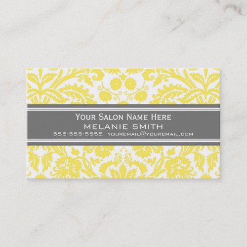 Lemon Grey Damask Salon Appointment Cards Business Card Template