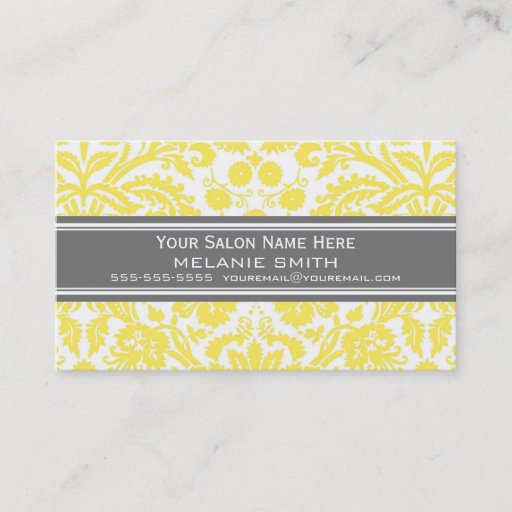 Customizable Lemon Grey Damask Salon Appointment Cards Business Card Template