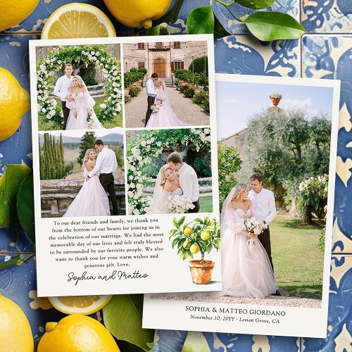 Lemon Grove 5 Photo Wedding Thank You Card