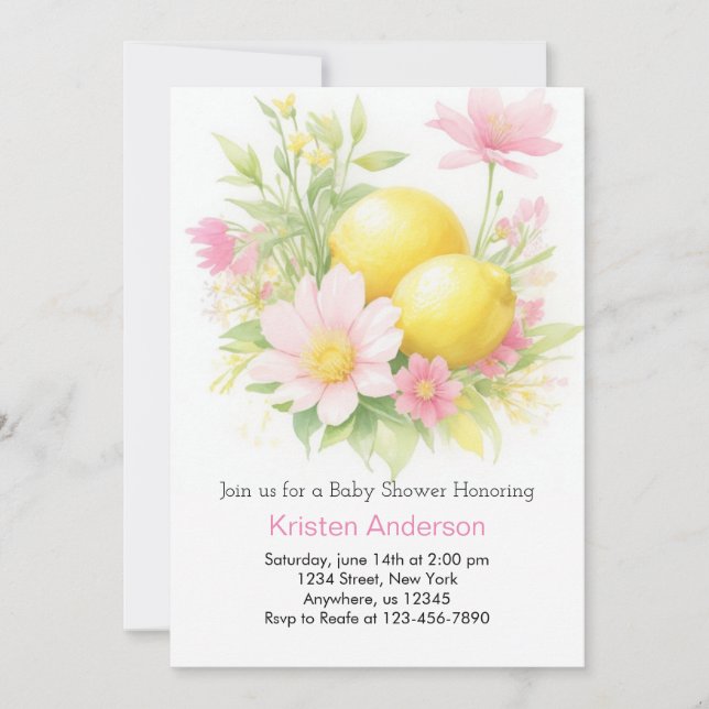 Lemon Grove Adventure Awaits Girl Baby Shower Invitation (Front)