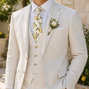 Lemon Grove Amalfi Botanical Wedding Neck Tie