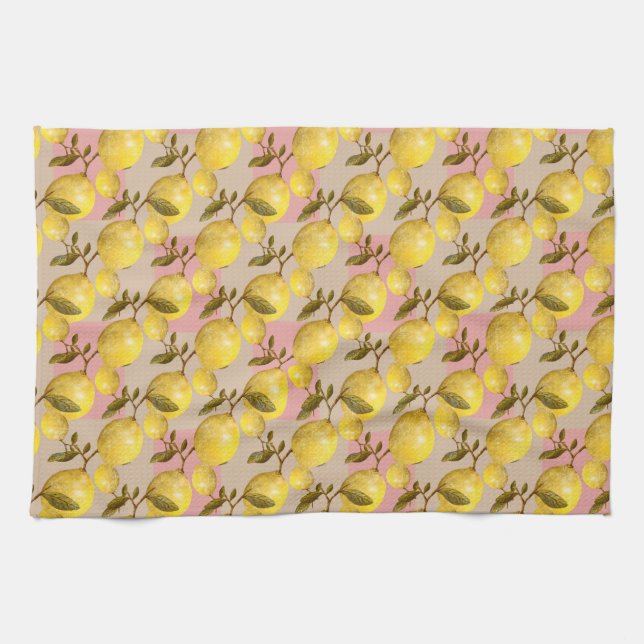 Lemon Grove Elegance - Vintage Fruit Pattern Kitchen Towel (Horizontal)
