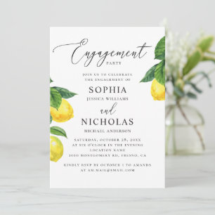 Lemon Grove Engagement Party Elegant Citrus Invitation