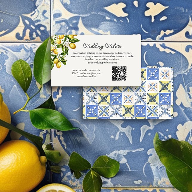Lemon Grove Italian Country Themed Wedding Website Enclosure Card (Wedding Website Card from the Lemon Grove Wedding Collection by Darling & May)