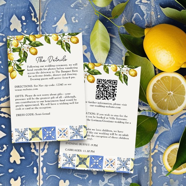 Lemon Grove Italian Countryside Wedding Details Enclosure Card (Wedding Details Card from the Lemon Grove Wedding Collection by Darling & May)